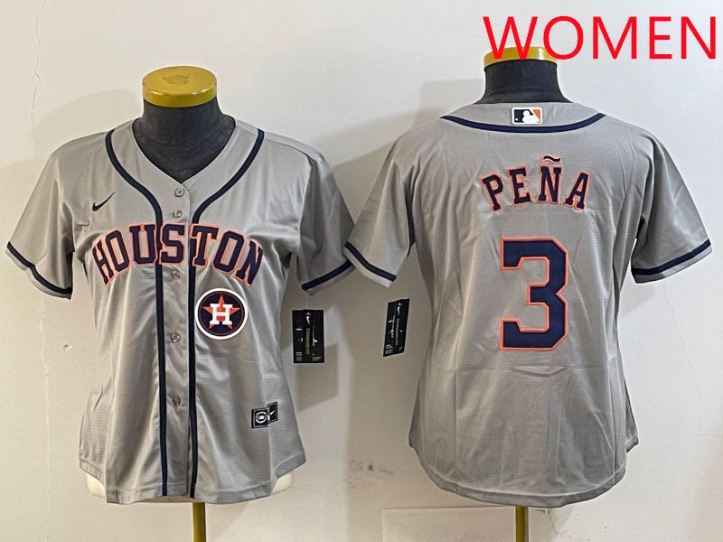 Women Houston Astros 3 Pena Grey Game 2025 Nike MLB Jersey style 5